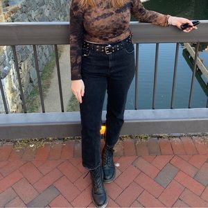 Ultra high rise ankle straight jeans